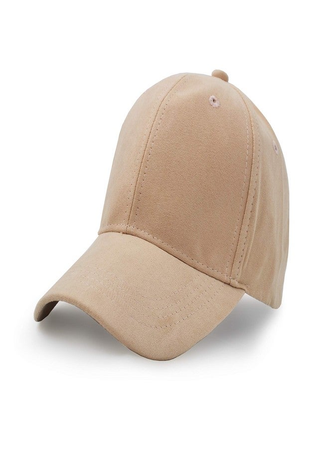 UltraKey Suede Baseball Cap, Unisex Faux Suede Leather Classic Adjustable Plain Hat Baseball Cap(Khaki) - Image 1